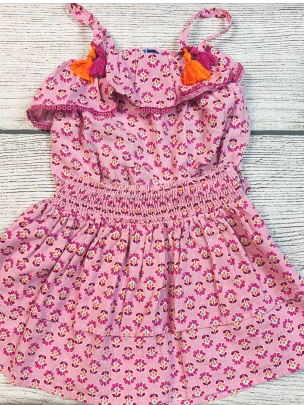 Mayoral Pink Floral Tassel Sundress